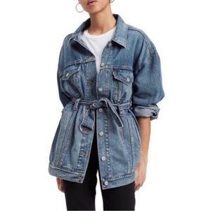 Levis Oversized Long denim jacket size Large